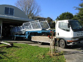 Fabricated steel staircase being delivered
